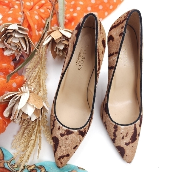 Talbots Animal Print Calf Fur High Heels Sz 8b - Picture 3 of 12
